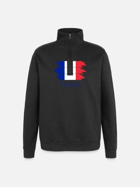 Französische Flagge Pinselstrich - Quarter-Zip-Sweatshirt - Schwarz