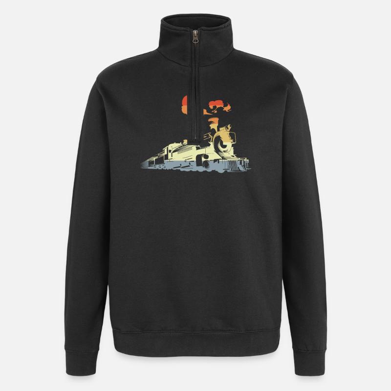 Oldtimer Dampfzug - Quarter-Zip-Sweatshirt - Schwarz