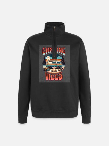 Retro Camper Vibes by Campfire - Quarter-Zip Sweatshirt - black
