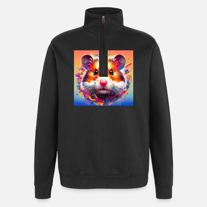 Hamster - Quarter-Zip-Sweatshirt - Schwarz