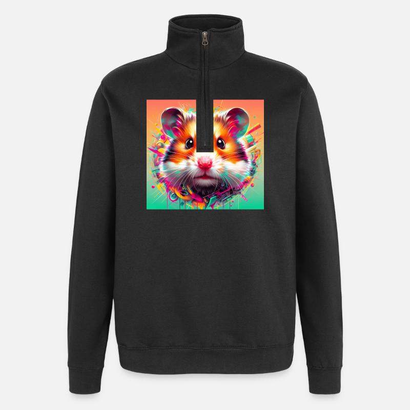 Hamster - Quarter-Zip-Sweatshirt - Schwarz