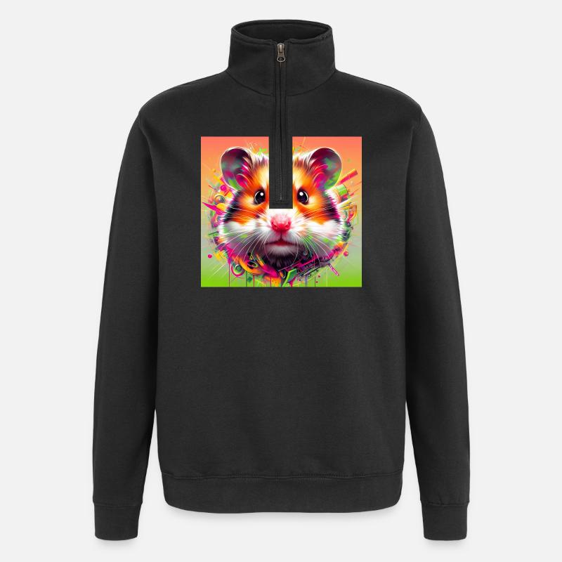 hamster - Sweat à zip 1/4 - noir