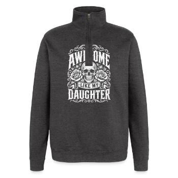 Totenkopf Rosen Gothic Tochterstatement - Quarter-Zip-Sweatshirt - Anthrazit - Vorne - AI Model Female 172 light (172cm) & AI Model Male 178 dark (178cm)