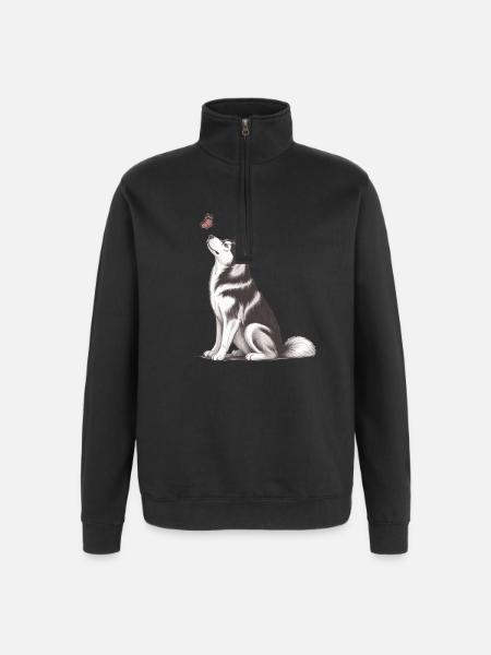 4. Siberian Husky Geschenk für Hundebesitzer - Quarter-Zip-Sweatshirt - Schwarz