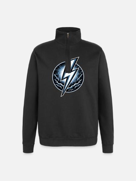 Blitz Blitzschlag Gewitter Strom Sturm - Quarter-Zip-Sweatshirt - Schwarz