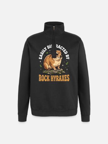Easily distracted by rock hyraxes - Quarter-Zip Sweatshirt - black