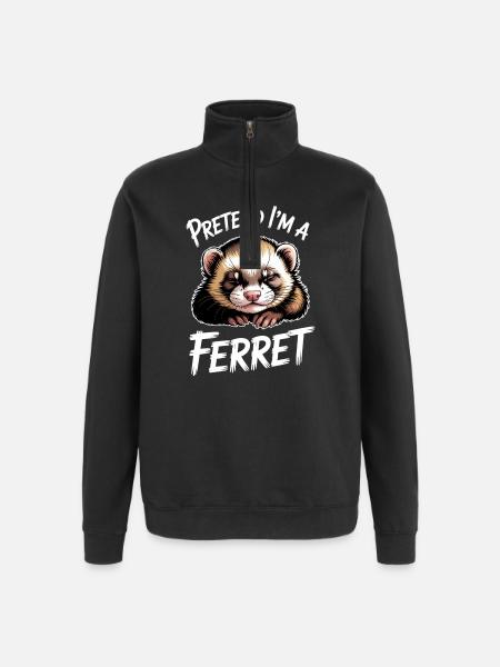 Frettchen Sprüche Lustiges Frettchen Geschenk - Quarter-Zip-Sweatshirt - Schwarz