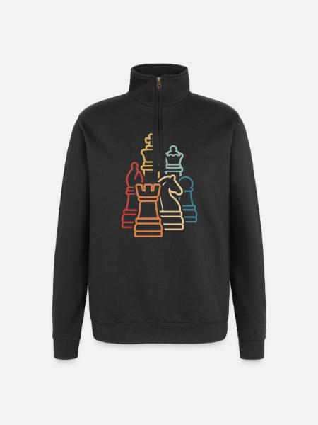 Chess Retro Chess Pieces Chess Player - Quarter-Zip Sweatshirt - black