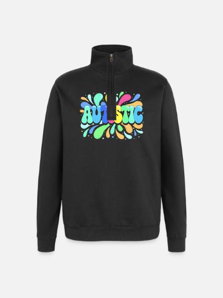 Autismus-Farben und Stolz - Quarter-Zip-Sweatshirt - Schwarz