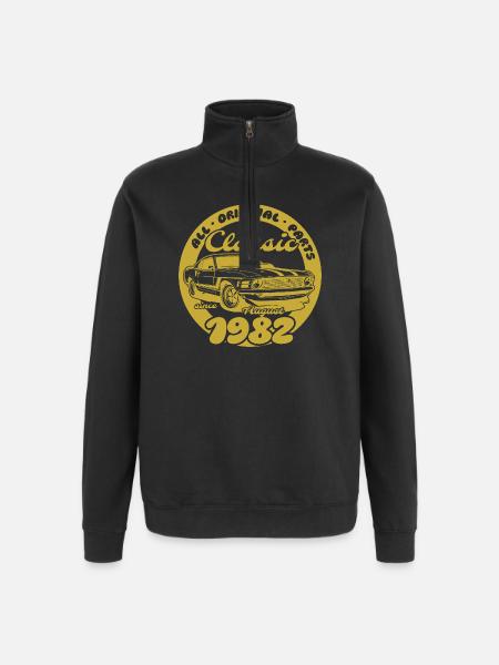 44th Birthday - Classic Musclecar 08/1982 - Quarter-Zip Sweatshirt - black