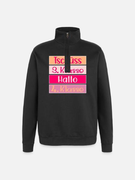 Hallo Viertklässlerin - Grundschule - Quarter-Zip-Sweatshirt - Schwarz