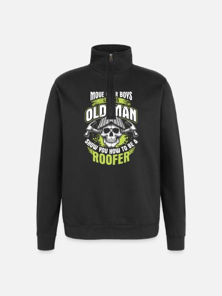 Couvreur âgé dit atelier artisan - Sweat à zip 1/4 - noir