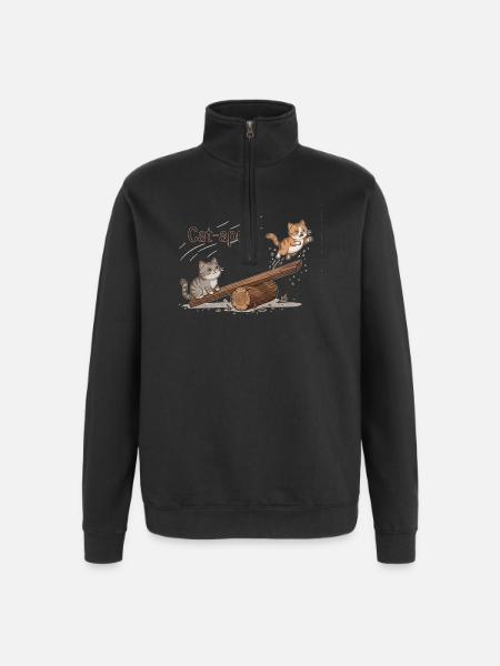 Catapult Cat Adventure - Quarter-Zip Sweatshirt - black