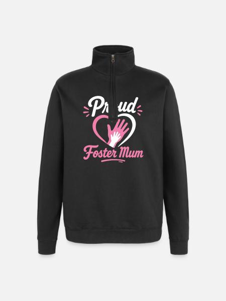Stolzes Pflegemama-Herzemblem - Quarter-Zip-Sweatshirt - Schwarz