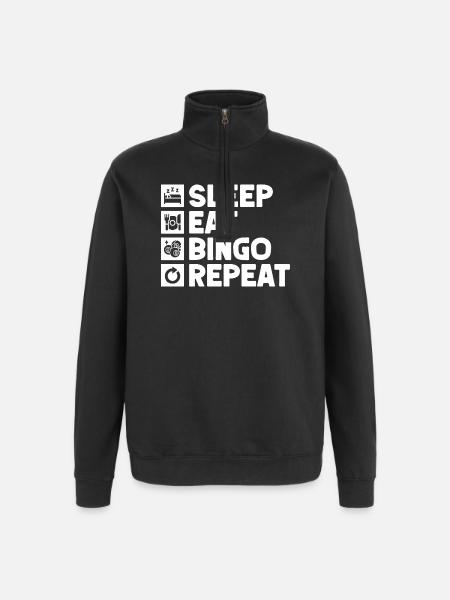 Bingo Player Sleep Eat Repeat Bingo - Quarter-Zip Sweatshirt - black