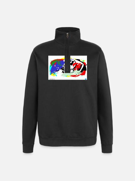 Farbschlachten Linien - Quarter-Zip-Sweatshirt - Schwarz
