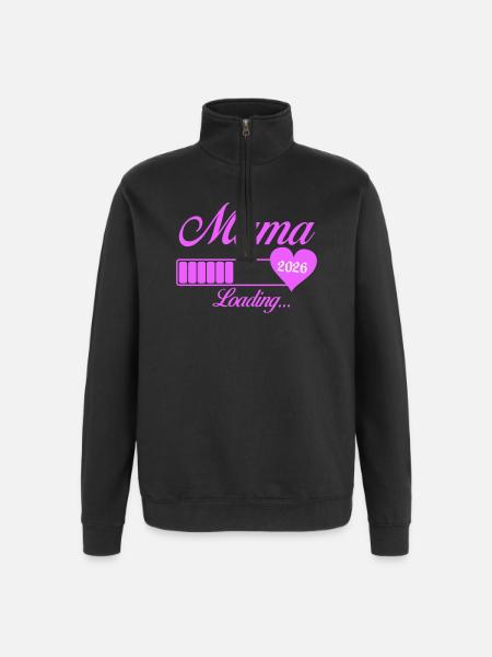 Mama 2026 Loading Herz - Quarter-Zip-Sweatshirt - Schwarz
