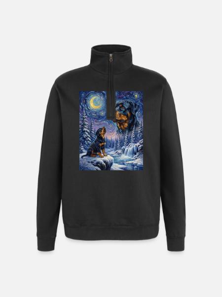 Hurler vers la Lune Affenpinscher - Sweat à zip 1/4 - noir