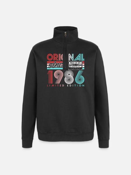 Vintage 1986 Vintage Retro Birthday Gift - Quarter-Zip Sweatshirt - black