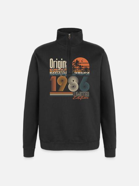 Vintage 1986 Vintage Retro Birthday Gift - Quarter-Zip Sweatshirt - black