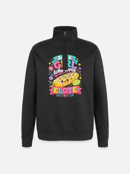 Mädchen liebt Elote - Quarter-Zip-Sweatshirt - Schwarz
