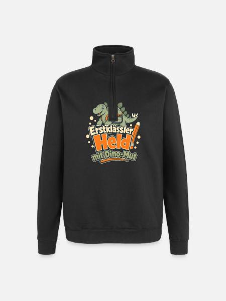 Einschulung Dinosaurier Erstklässler Held mit Dino - Quarter-Zip Sweatshirt - black
