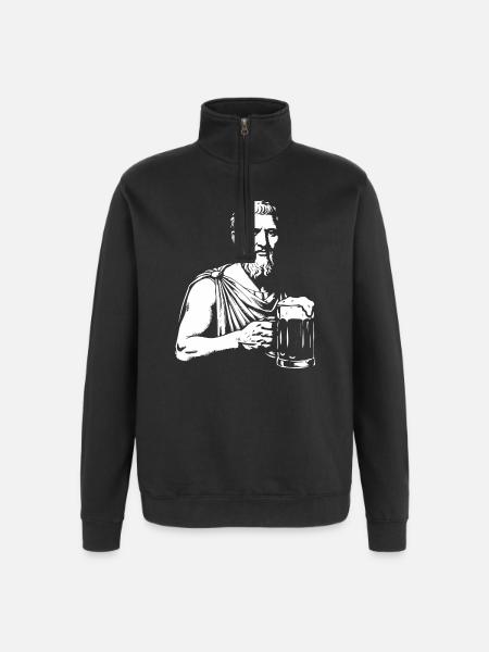 Ancient Sage with Beer Mug - Quarter-Zip Sweatshirt - black