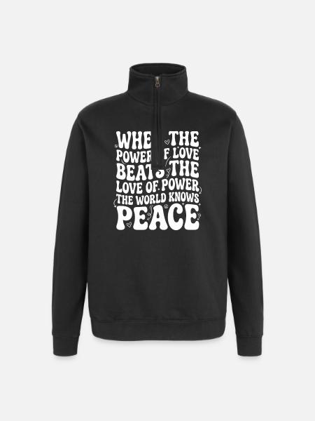 Devise : Liberté, Paix - Sweat à zip 1/4 - noir