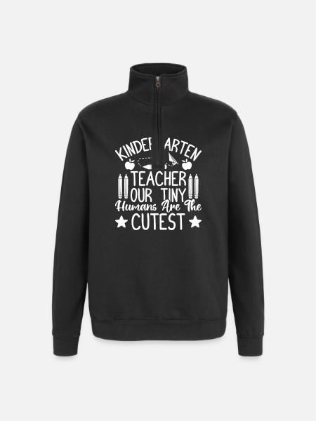 Preschool Teacher Tiny Humans Cutest Daycare - Quarter-Zip Sweatshirt - black