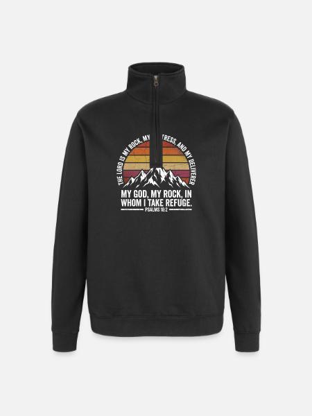 Mon Rocher - Psaume 18:2 - Design rétro Berge - Sweat à zip 1/4 - noir