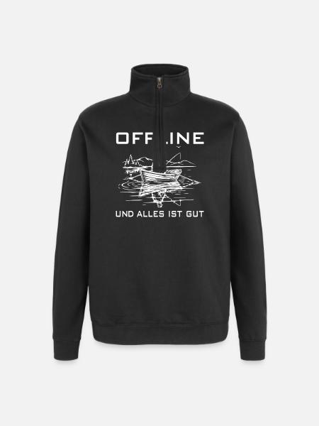 Angeln Genuss - Quarter-Zip-Sweatshirt - Schwarz