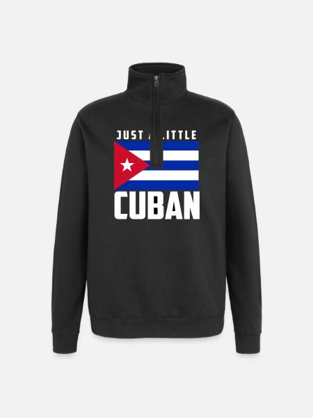 Gewoon een beetje Cubaanse Cubaanse vlag Cubaanse trots - Sweatshirt met 1/4-rits - zwart