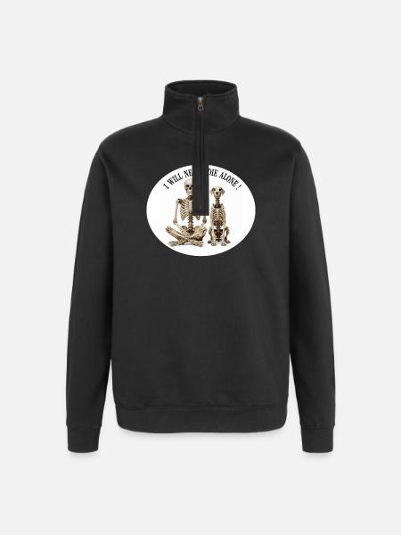 Skeleton Duo: Never Alone - Quarter-Zip Sweatshirt - black