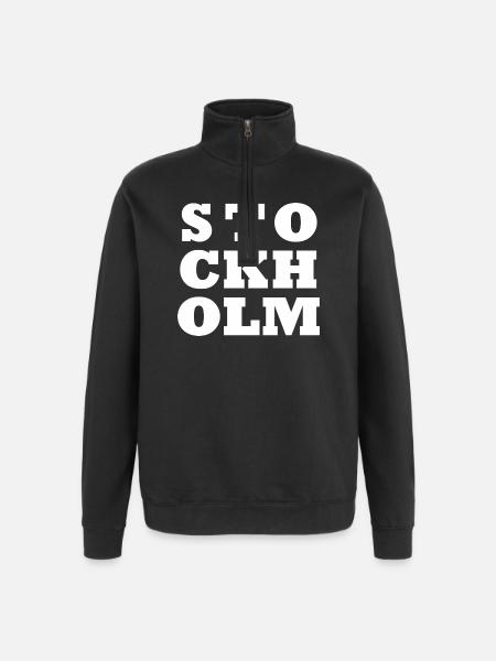 Logo de Stockholm - Sweat à zip 1/4 - noir