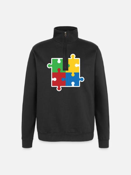Autism Puzzle Icon - Quarter-Zip Sweatshirt - black
