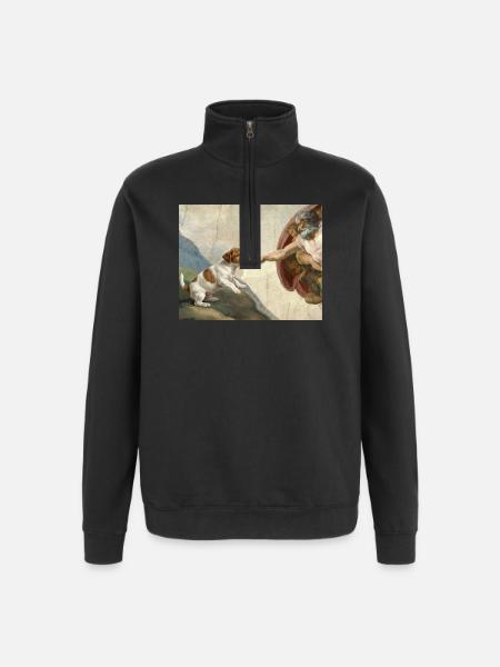 Dog God Hand Beagle Dog meme - Quarter-Zip Sweatshirt - black