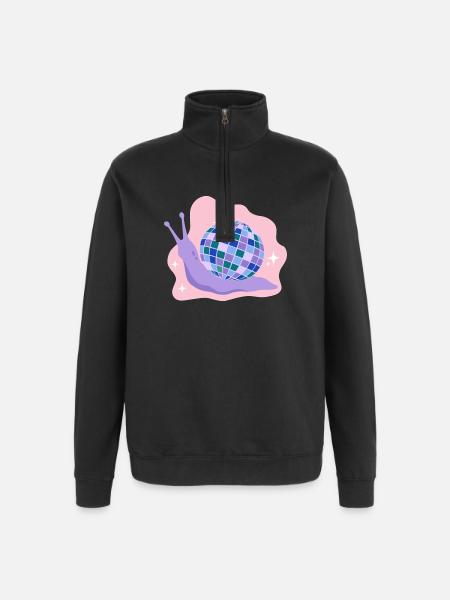 Discokugel-Schnecke - Quarter-Zip-Sweatshirt - Schwarz
