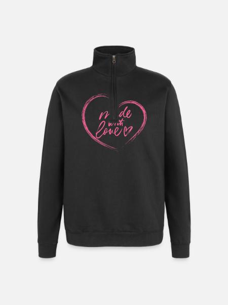Made with Love Brush Heart - Quarter-Zip Sweatshirt - black