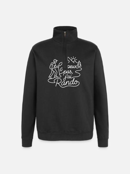Je peux pas, j'ai Rando - Sweat à zip 1/4 - noir