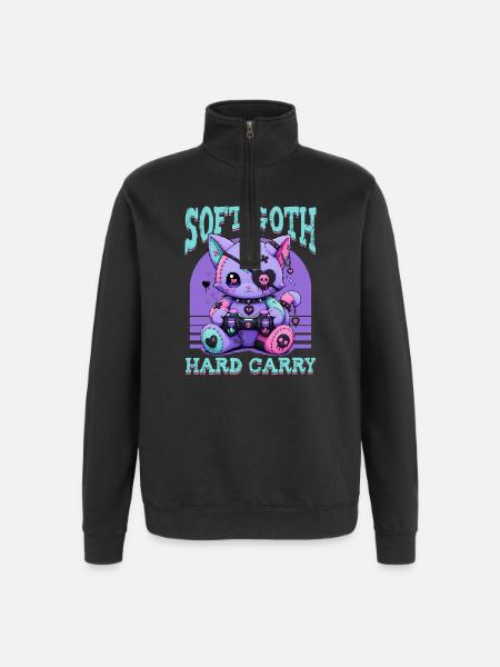 Pastel Goth Soft Goth Gaming Gamer - Quarter-Zip Sweatshirt - black