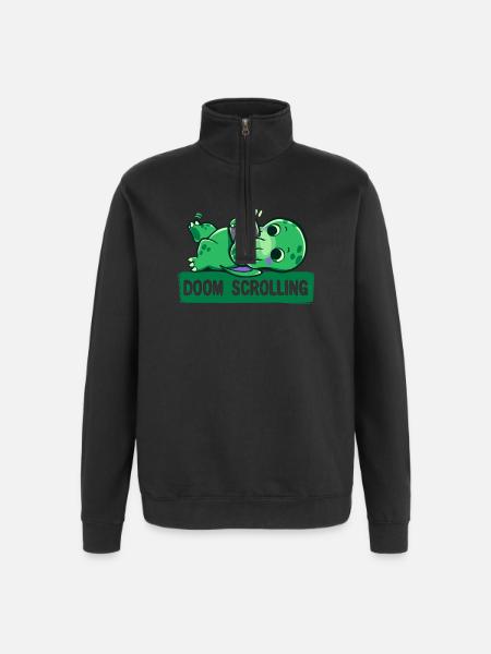 Doom Scrolling - Quarter-Zip Sweatshirt - black
