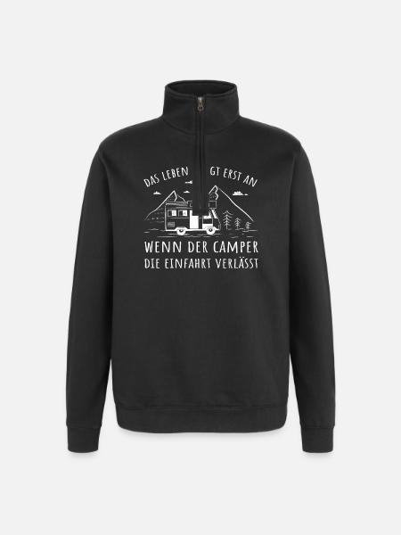 Camper verlässt die Einfahrt - Quarter-Zip-Sweatshirt - Schwarz