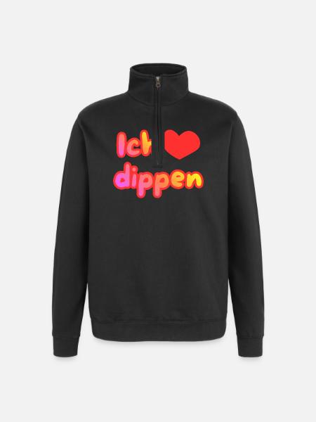 Ich liebe dippen - Quarter-Zip-Sweatshirt - Schwarz