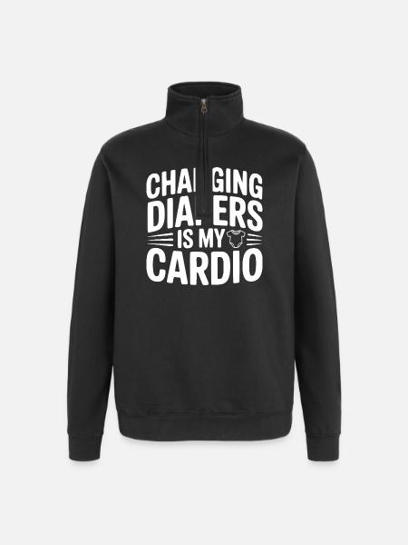 Changing Diapers Is My Cardio - Quarter-Zip Sweatshirt - black