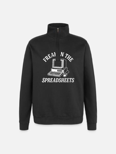 freak in the spreadsheets - Quarter-Zip Sweatshirt - black