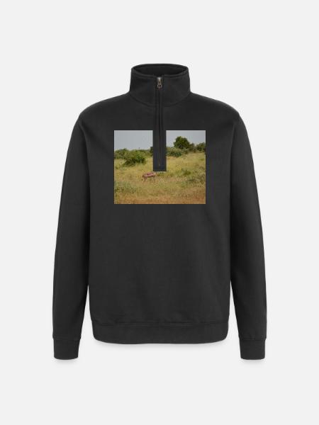 Deer in the steppe grass - Quarter-Zip Sweatshirt - black