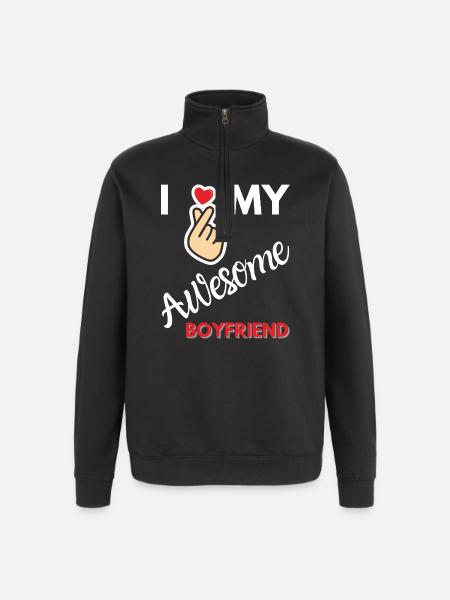 I Love My Awesome Boyfriend Gift - Quarter-Zip Sweatshirt - black