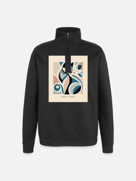 Perfectly Unbothered – Mid Century Cat - Quarter-Zip Sweatshirt - black