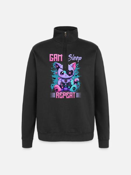 Pastel Goth Soft Goth Gaming Gamer - Quarter-Zip Sweatshirt - black