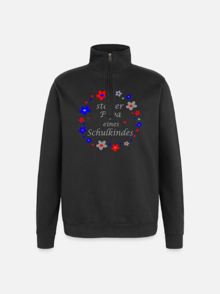 stolzer Papa eines Schulkindes - Quarter-Zip-Sweatshirt - Schwarz